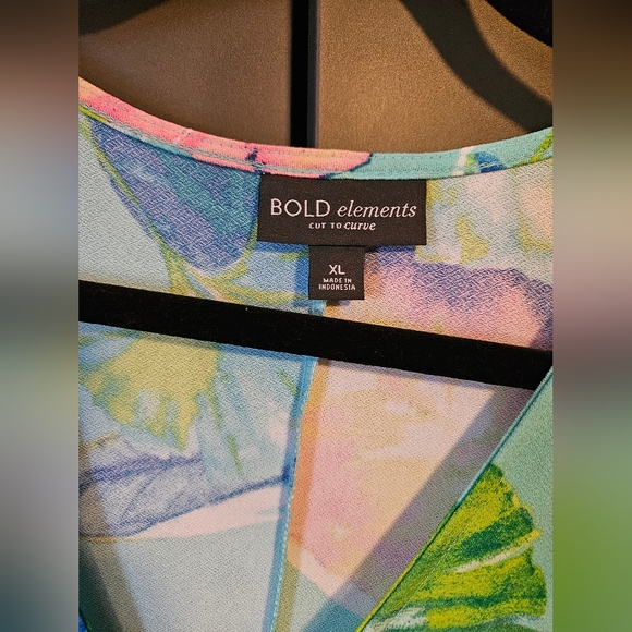 Tropical Leaf Faux Wrap Dress, Plus Size 16 - Picture 10 of 15